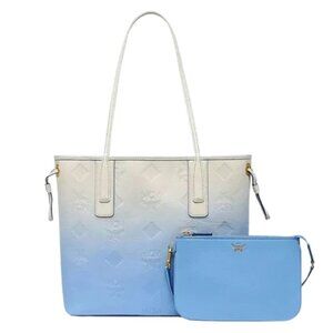 MCM Gradation Monogram Liz Small Shopper Bag - Della Robbia Blue